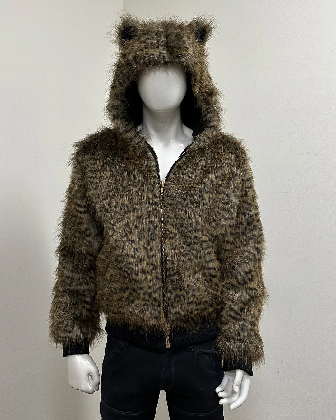 *Last Stock* Classic Faux Fur Bomber Jacket | Savannah Cat - Medium