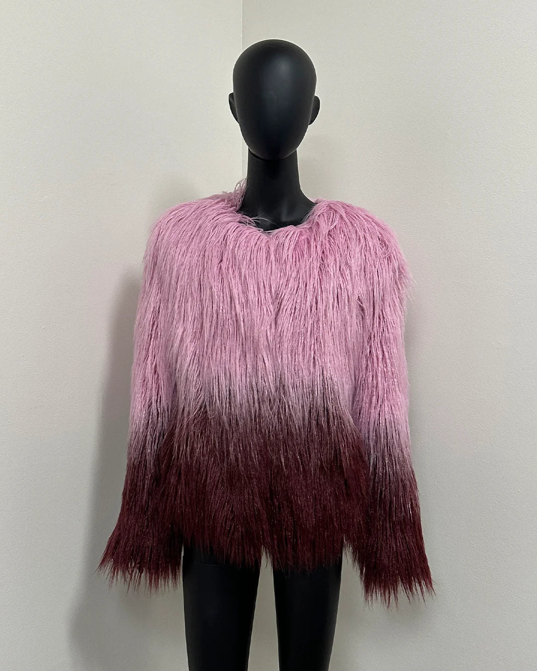 *PROTO SAMPLE* Faux Fur Bomber Jacket | Pink Ombre Alpaca - XSmall