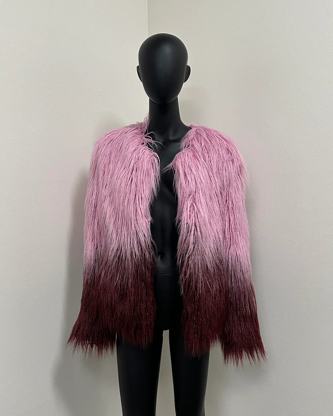 *PROTO SAMPLE* Faux Fur Bomber Jacket | Pink Ombre Alpaca - XSmall