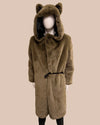 army green teddy bear coat with hood on a beige background