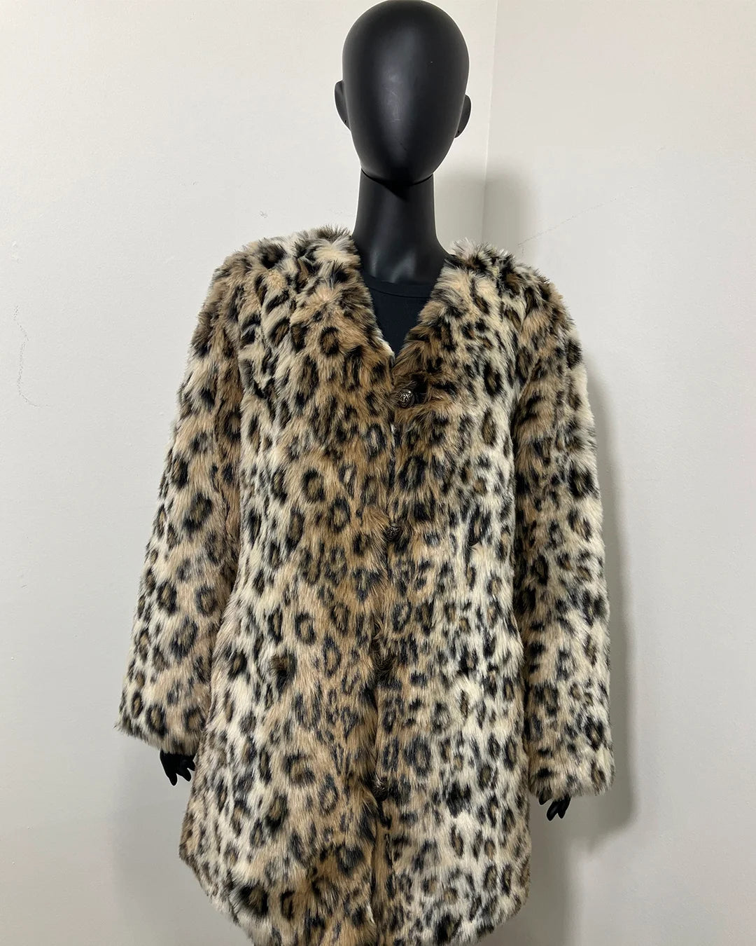 *Last Stock* C.E. V-Neck Faux Fur Coat | Leopard - MEDIUM
