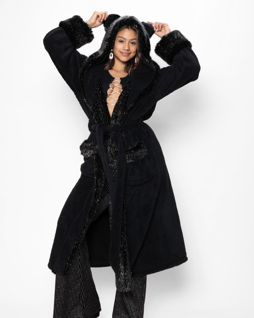 Floting Black Robe Luxury Robe for Women, Luxury Bathrobe | Black Panther - SpiritHoods