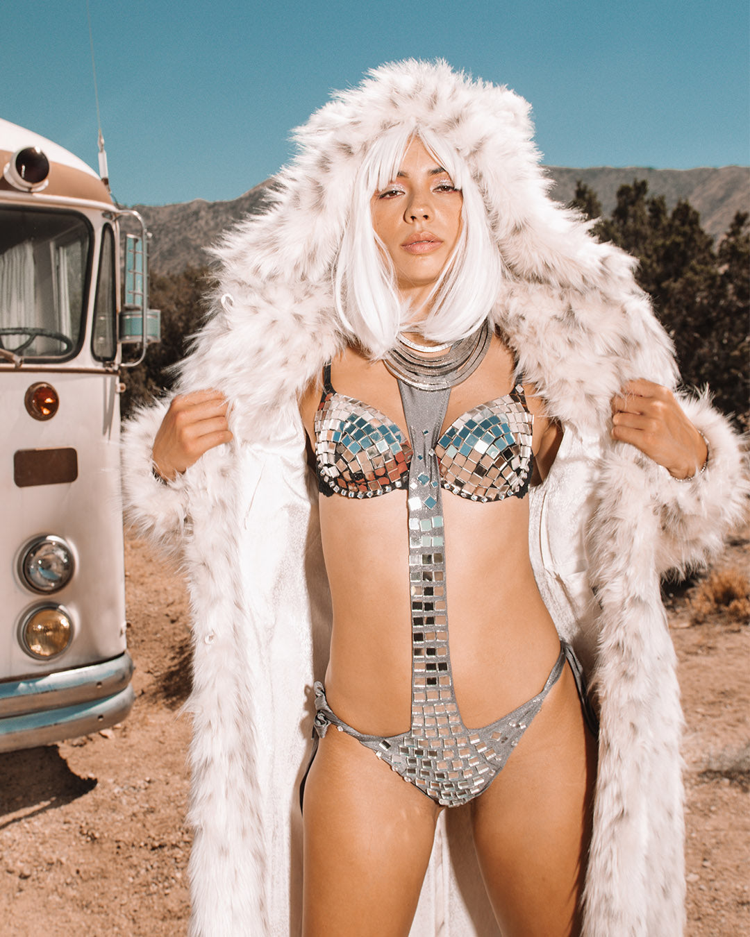 Baby Snow Leopard Classic Long Faux Fur Coat | Women's