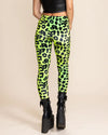 Women's Velvet Leggings | Neon Green Leopard