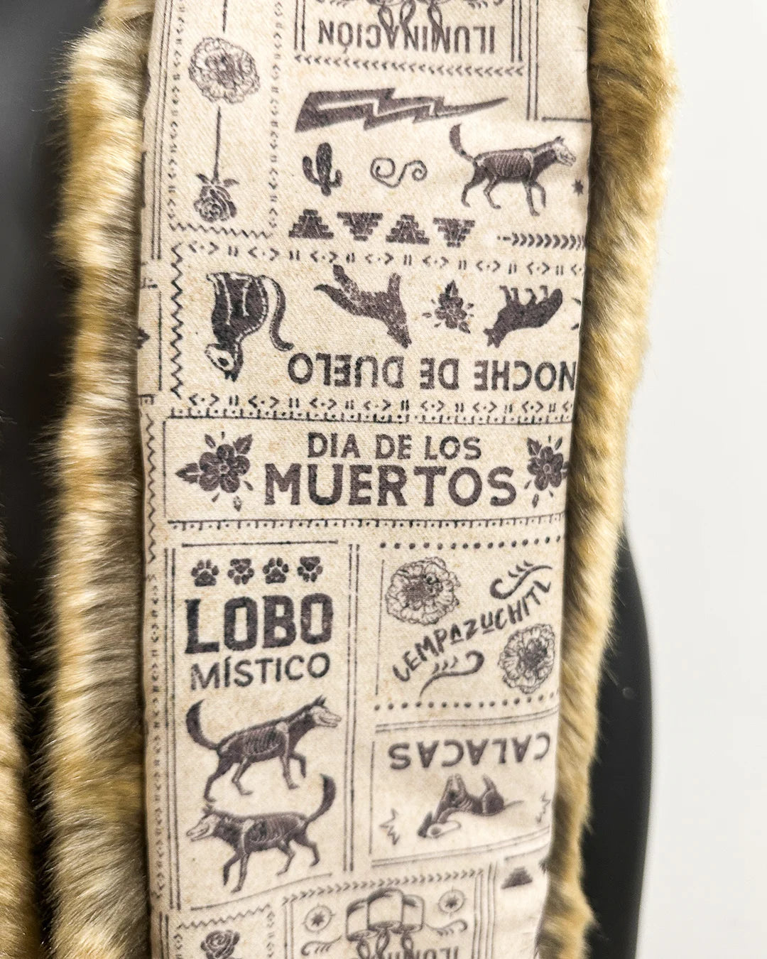 *Last Stock* Dia De Los Muertos Luxe C.E Faux Fur SpiritHood | Coyote