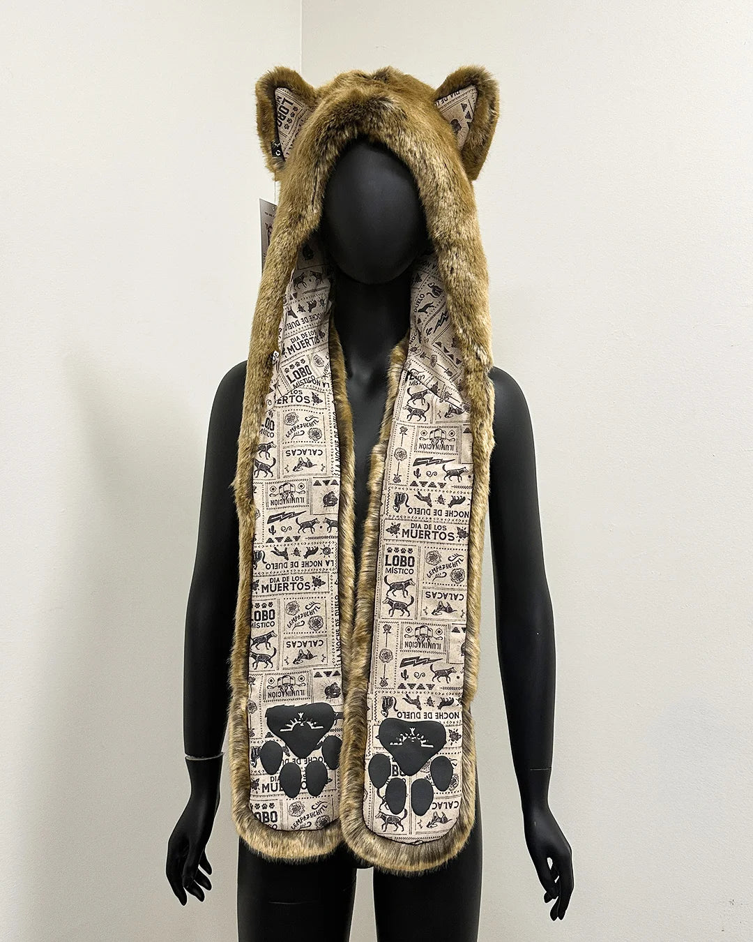 *Last Stock* Dia De Los Muertos Luxe C.E Faux Fur SpiritHood | Coyote