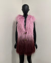 *Sample* Hooded Faux Fur Vest | Pink Ombre Alpaca - XSmall