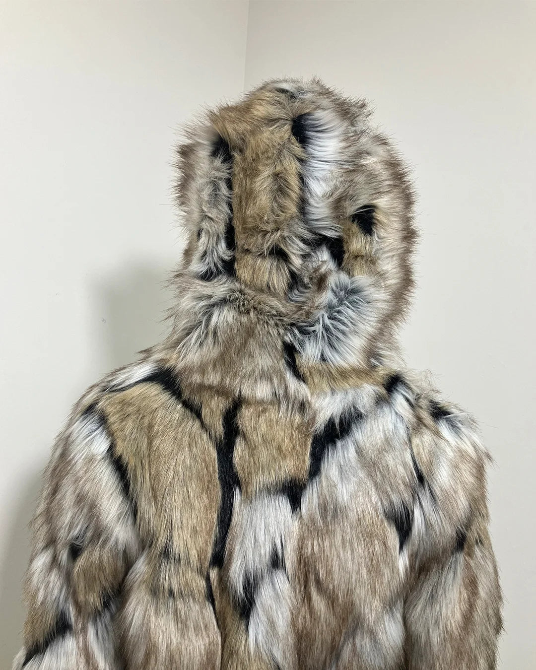 Close Up of Areas of Faux Fur That Are Not Up To SpiritHoods Standard Quality - Featuring the Back Side of the Hood where the back + the hood meet. 