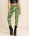 Women's Velvet Leggings | Neon Green Leopard