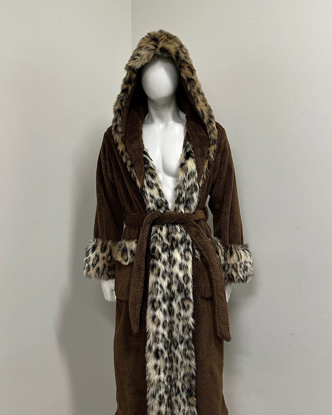 *Sample* Hooded Luxury Robe | Leopard - Medium