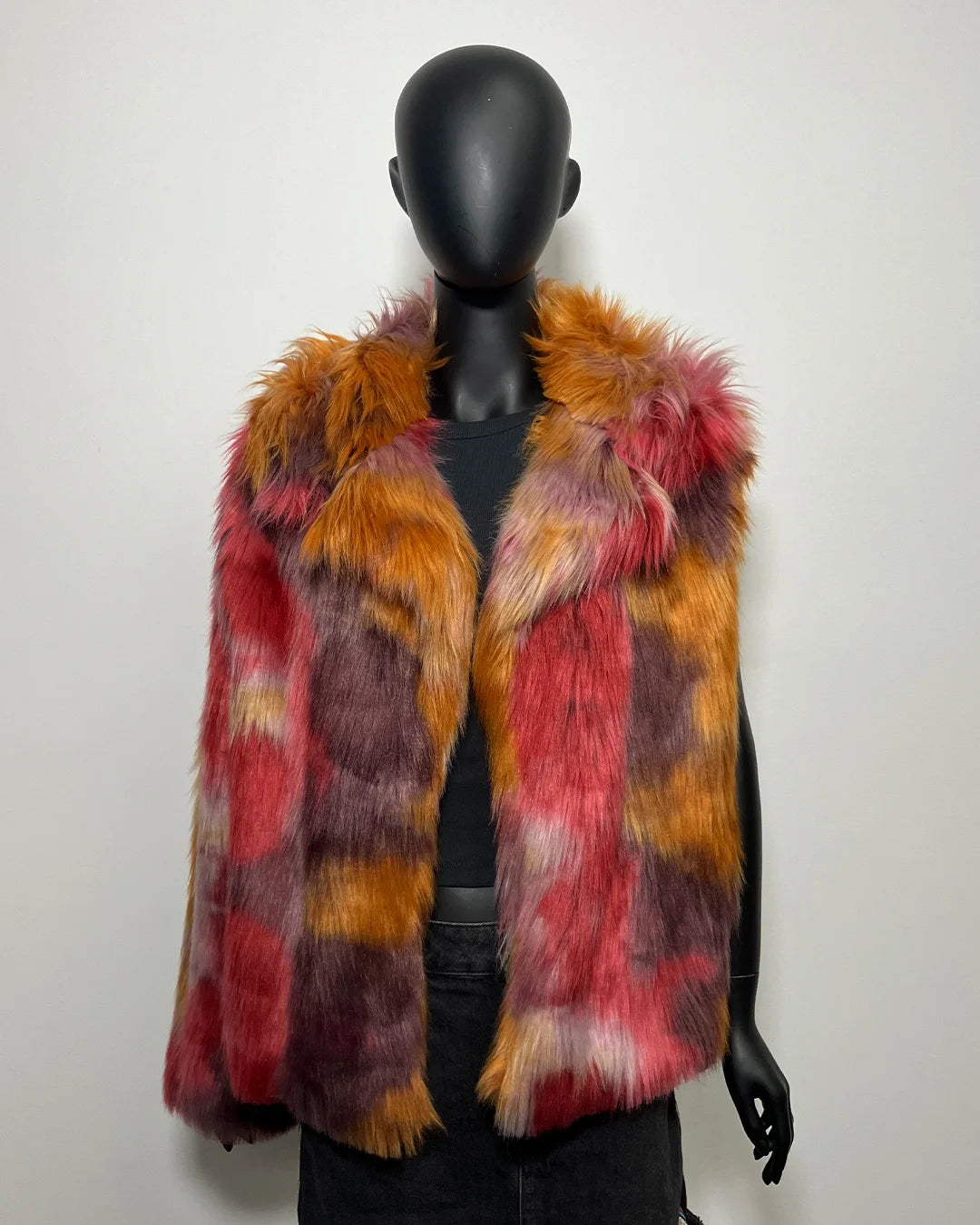 *Sample/Prototype* Colorful Faux Fur Jacket | ARM MISSING - Medium