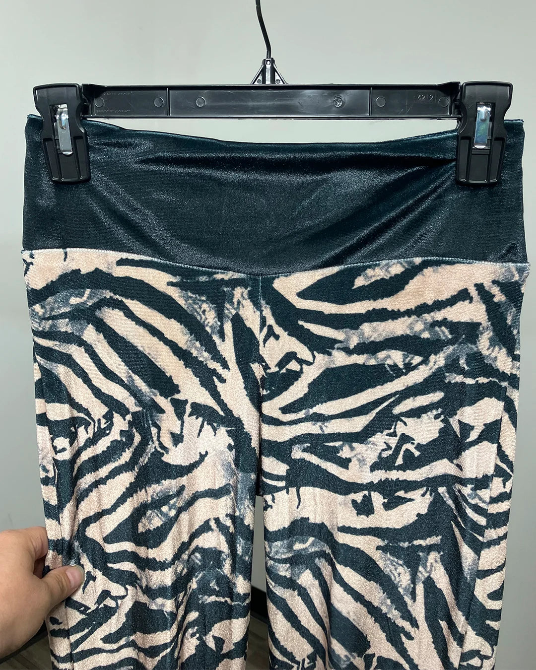*One Of A Kind / Prototype* Ivory/Black Zebra Velvet Leggings - SMALL