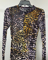 *One Of A Kind / Prototype* Pearl Gold  Burnout Tiger Long Sleeve Full Bodysuit - SMALL