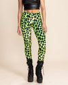Women's Velvet Leggings | Neon Green Leopard