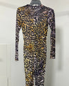 *One Of A Kind / Prototype* Pearl Gold  Burnout Tiger Long Sleeve Full Bodysuit - SMALL