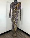 *One Of A Kind / Prototype* Pearl Gold  Burnout Tiger Long Sleeve Full Bodysuit - SMALL