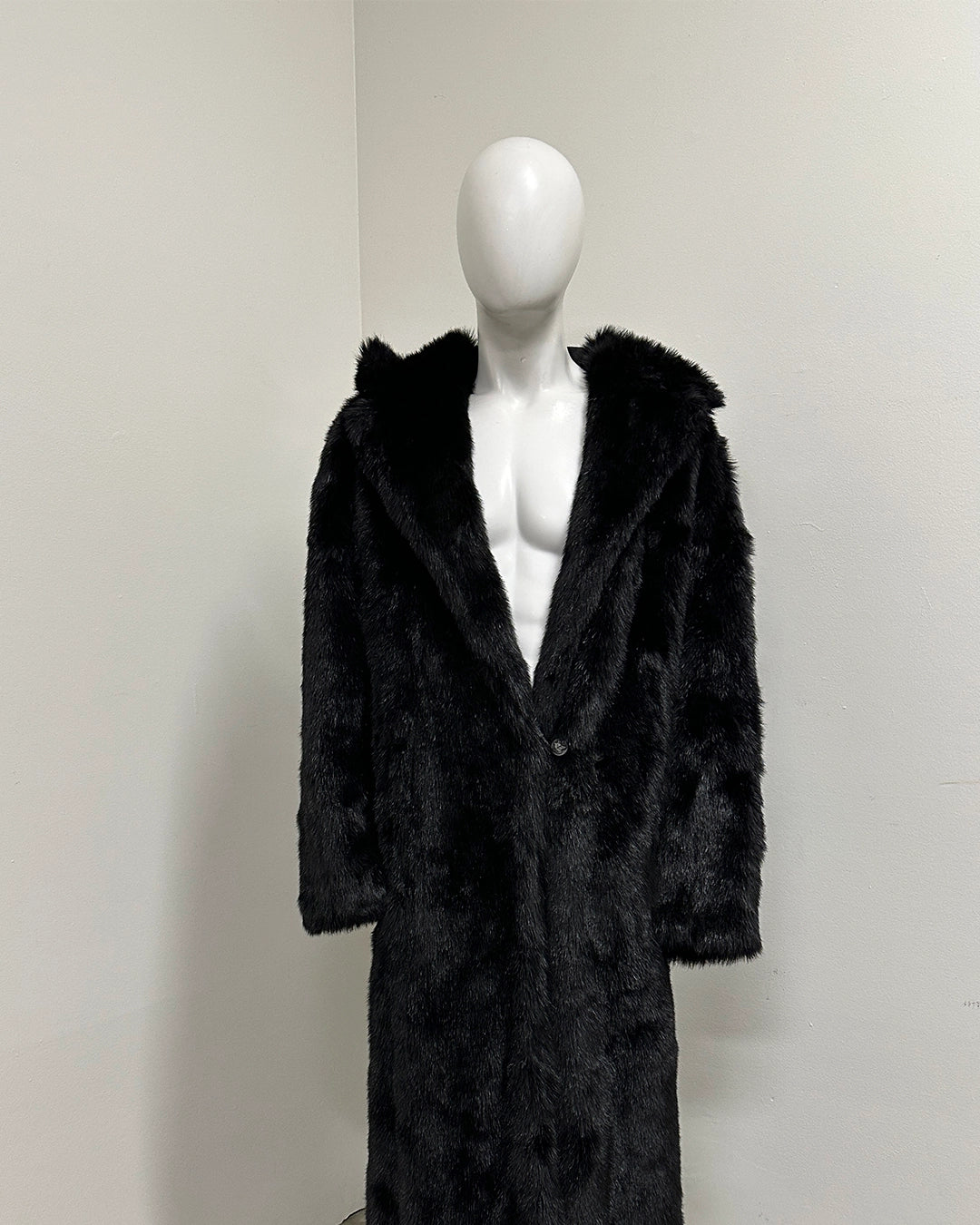 *Sample* Classic Long Faux Fur Coat | Black Panther - XXLarge