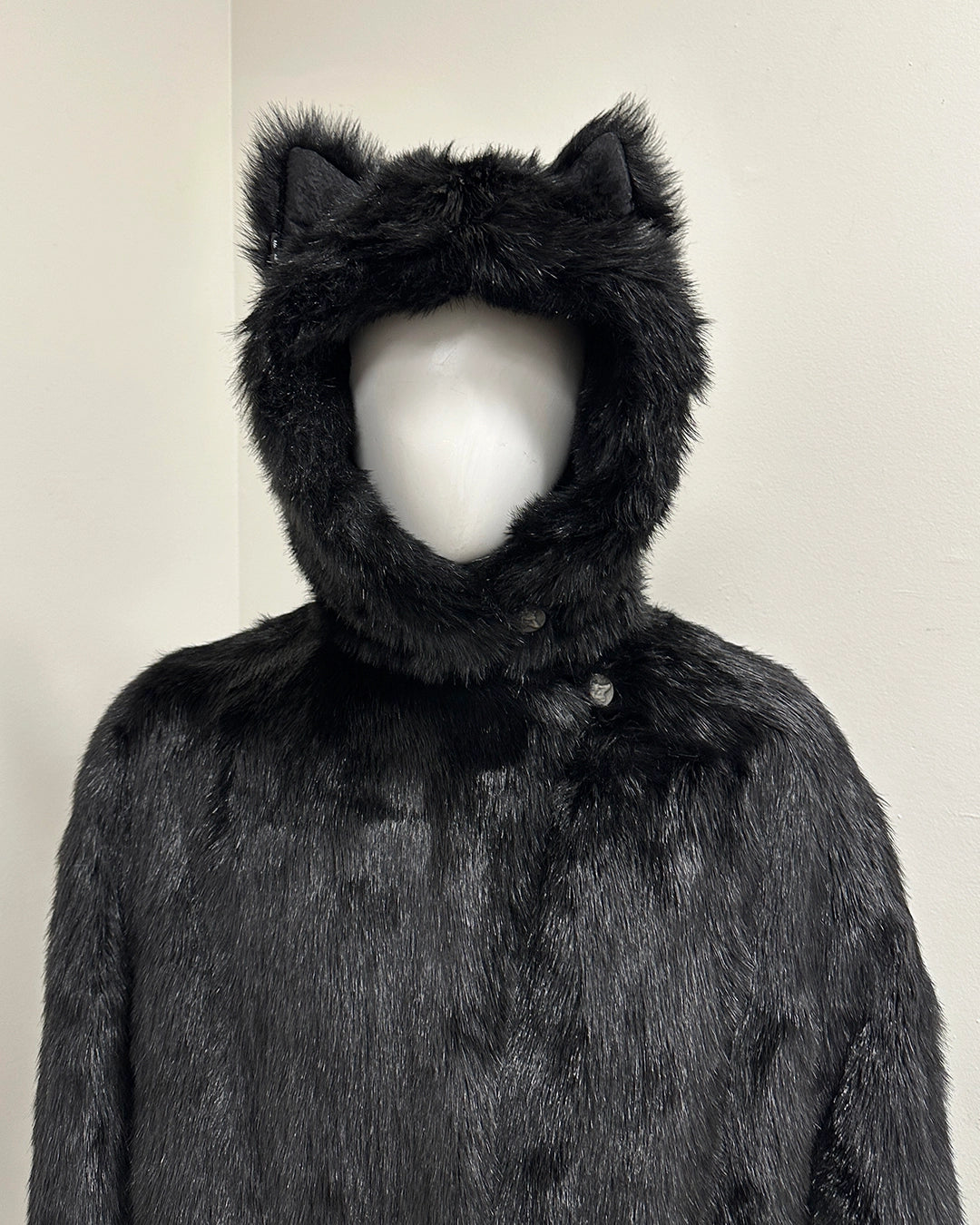 *Sample* Classic Long Faux Fur Coat | Black Panther - XXLarge