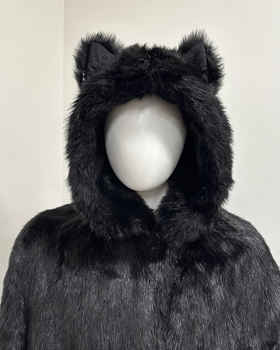 *Sample* Classic Long Faux Fur Coat | Black Panther - XXLarge