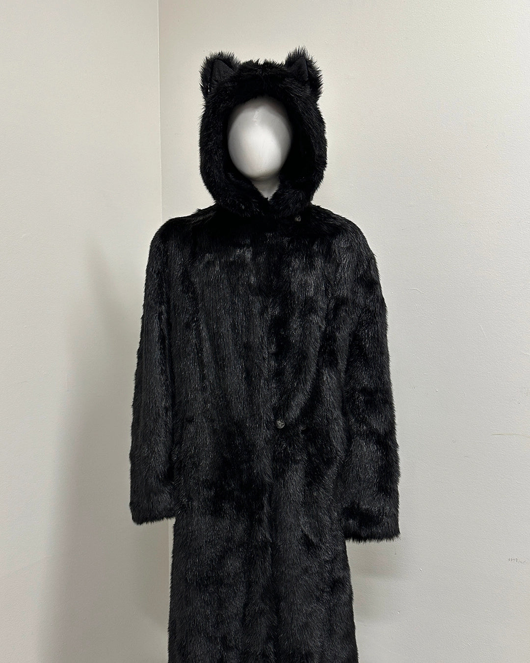 *Sample* Classic Long Faux Fur Coat | Black Panther - XXLarge
