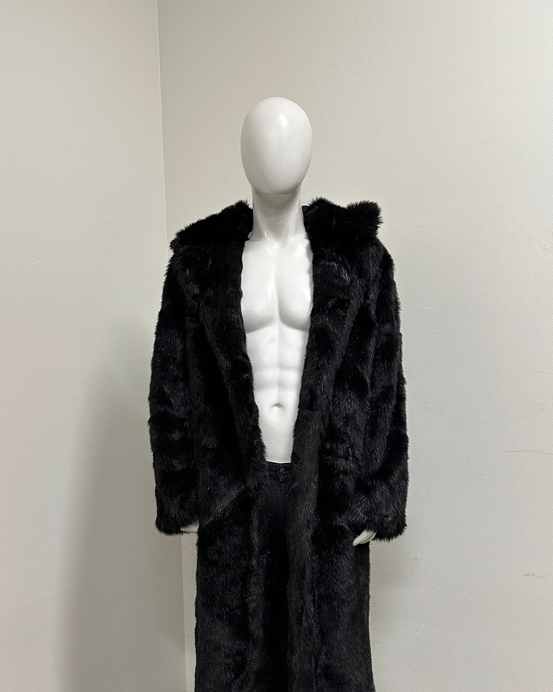 *Sample* Classic Long Faux Fur Coat | Black Panther - XLarge