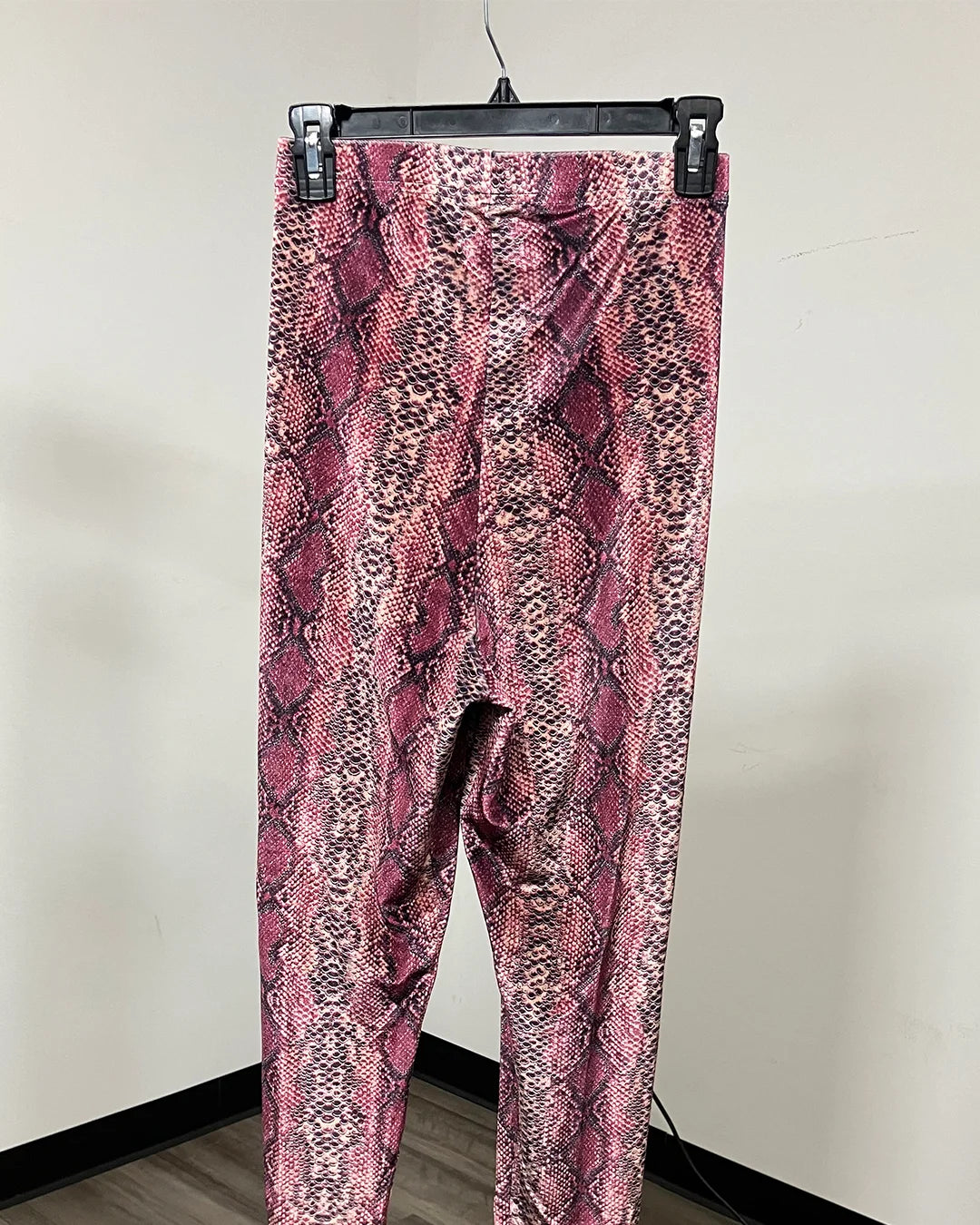*Last Stock* Pink Python High-Waisted Velvet Leggings - MEDIUM