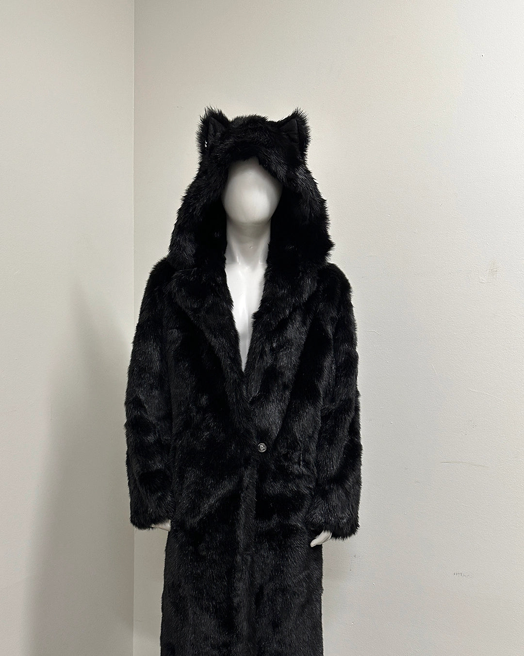 *Sample* Classic Long Faux Fur Coat | Black Panther - XLarge