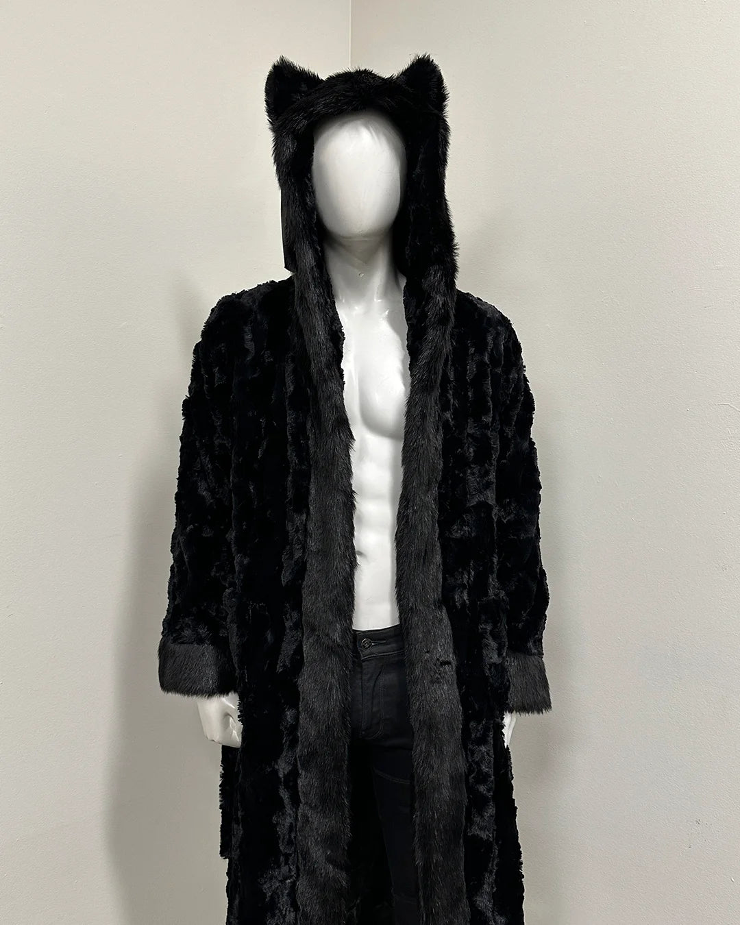 *Sample* Classic Faux Fur Style Robe 1 | Black Panther - Medium