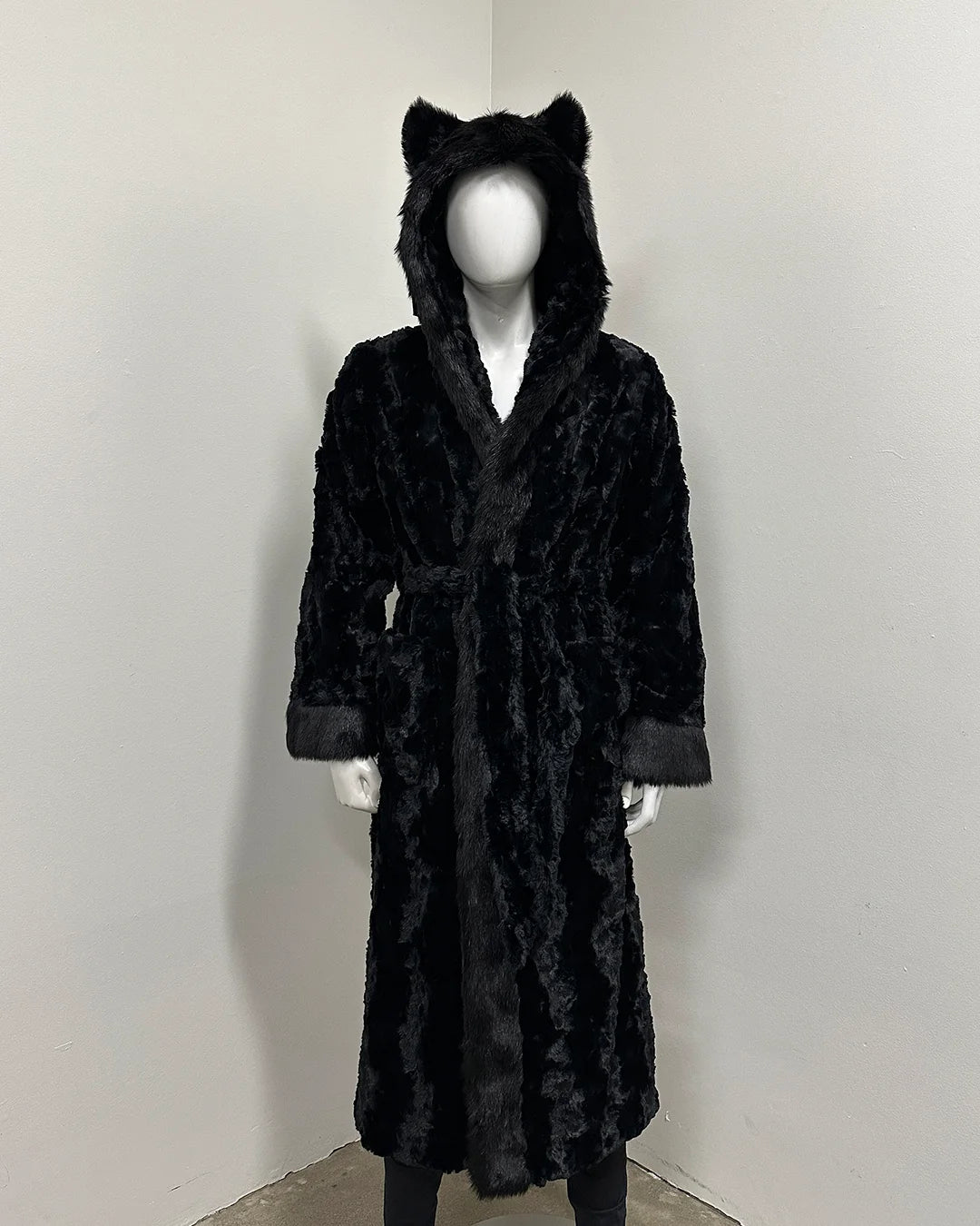 *Sample* Classic Faux Fur Style Robe 1 | Black Panther - Medium