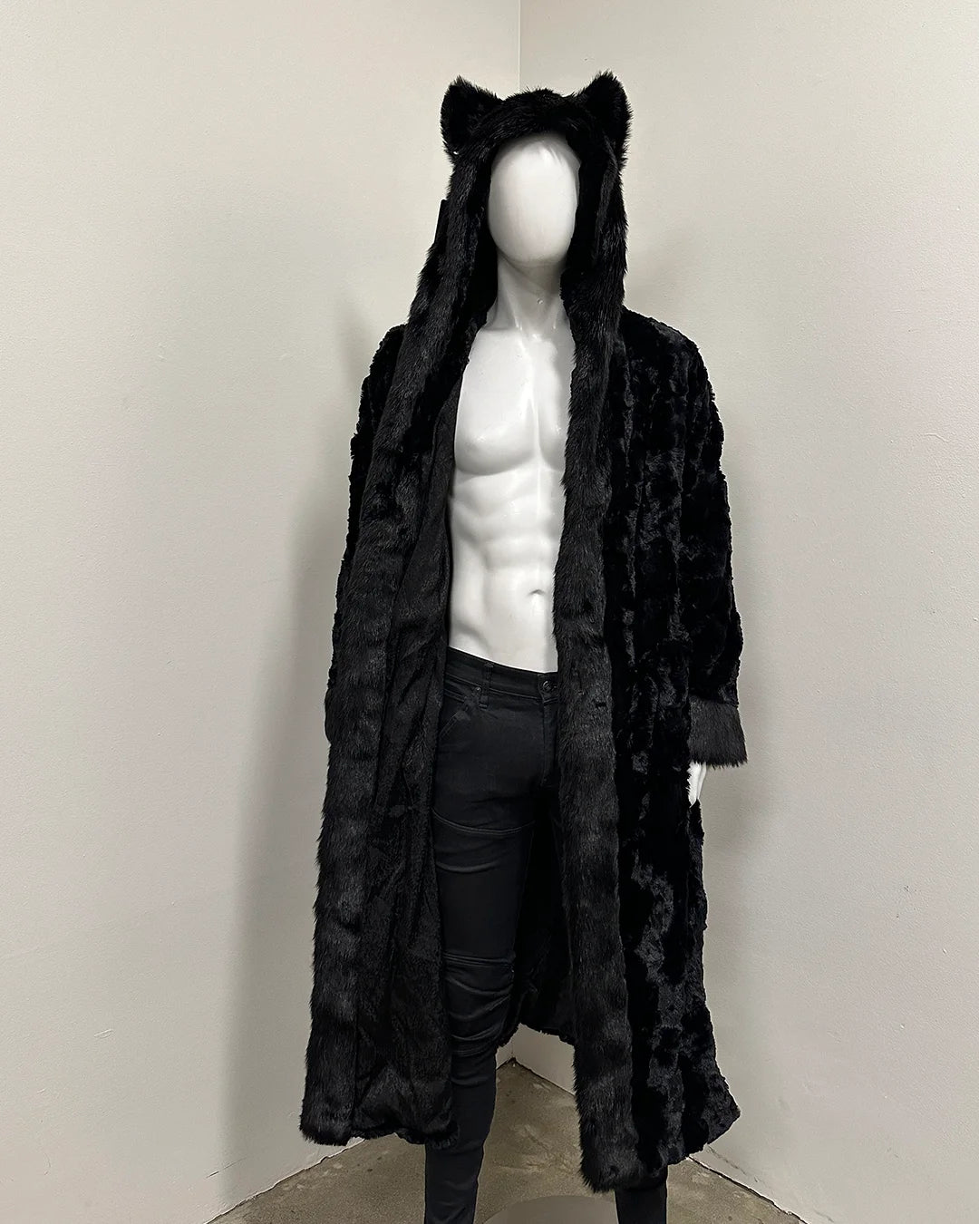 *Sample* Classic Faux Fur Style Robe 1 | Black Panther - Medium
