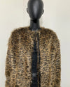 Close Up photo of Savannah Cat Bomber Jacket Prototype Sample Jacket in SMALL on a mannequin against a white background
