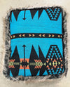 Faux Fur Pillow Lining with geometric pattern and fur trim on a neutral background