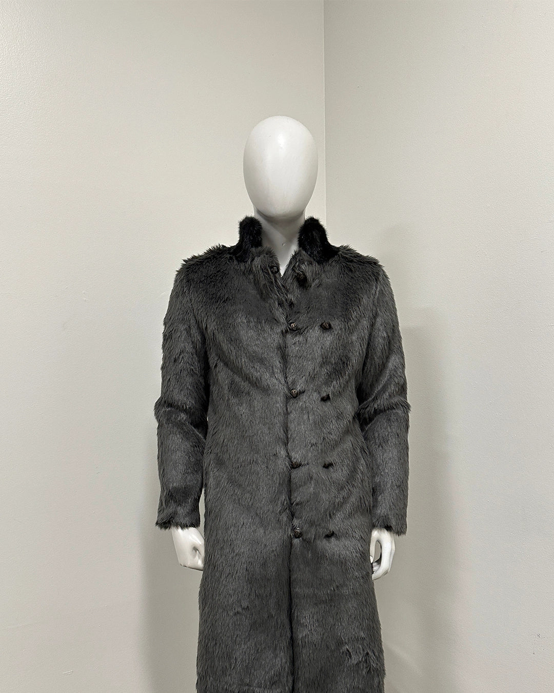 *Sample* Long Faux Fur Coat | Grey Fox - Medium