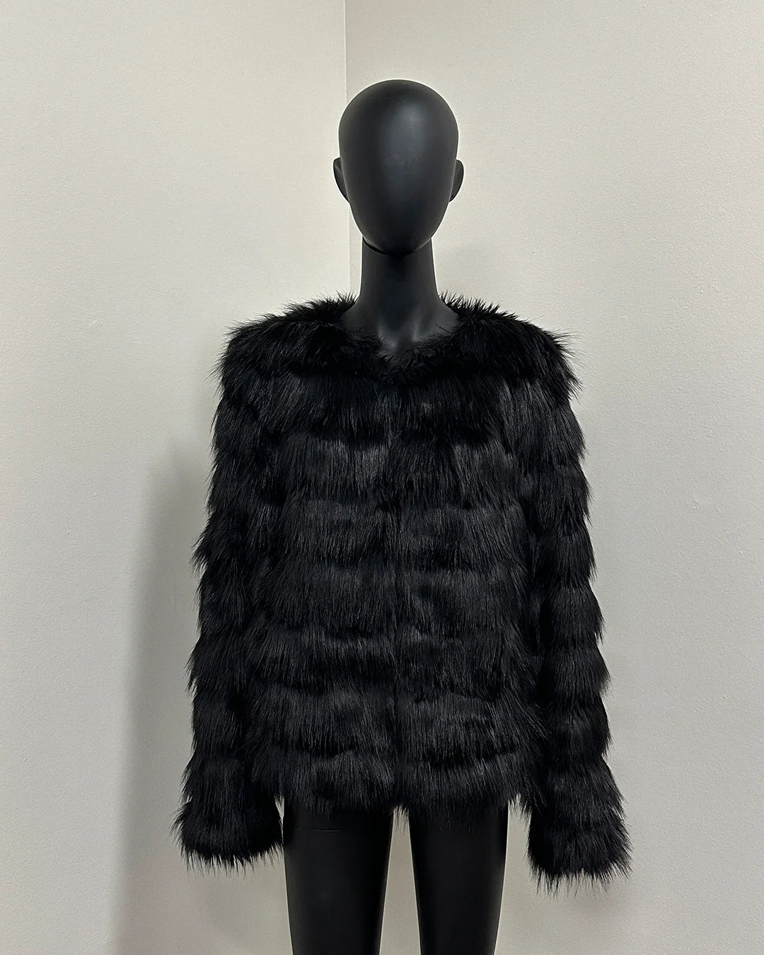*Last Stock* Faux Fur Bomber Jacket | Black Tundra Fox - Medium