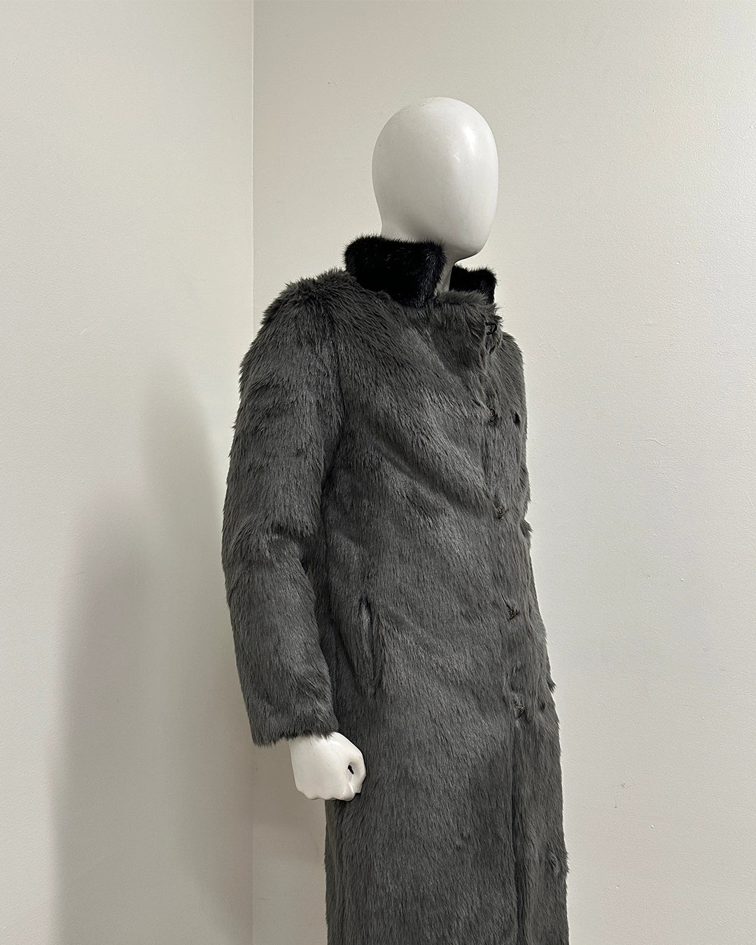 *Sample* Long Faux Fur Coat | Grey Fox - Medium