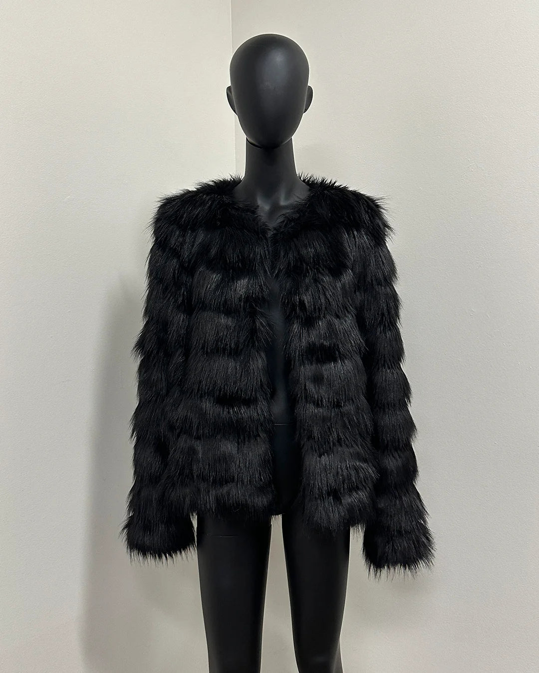*Last Stock* Faux Fur Bomber Jacket | Black Tundra Fox - Medium