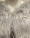 Close-up of a fluffy white fake fur on a mannequin