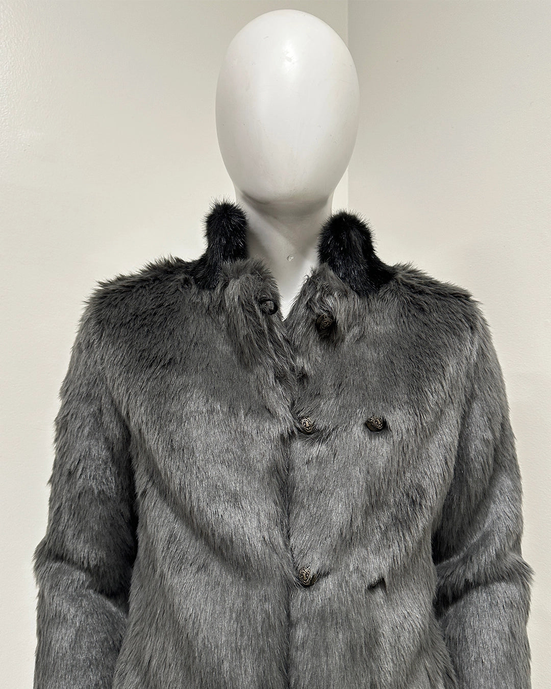 *Sample* Long Faux Fur Coat | Grey Fox - Medium