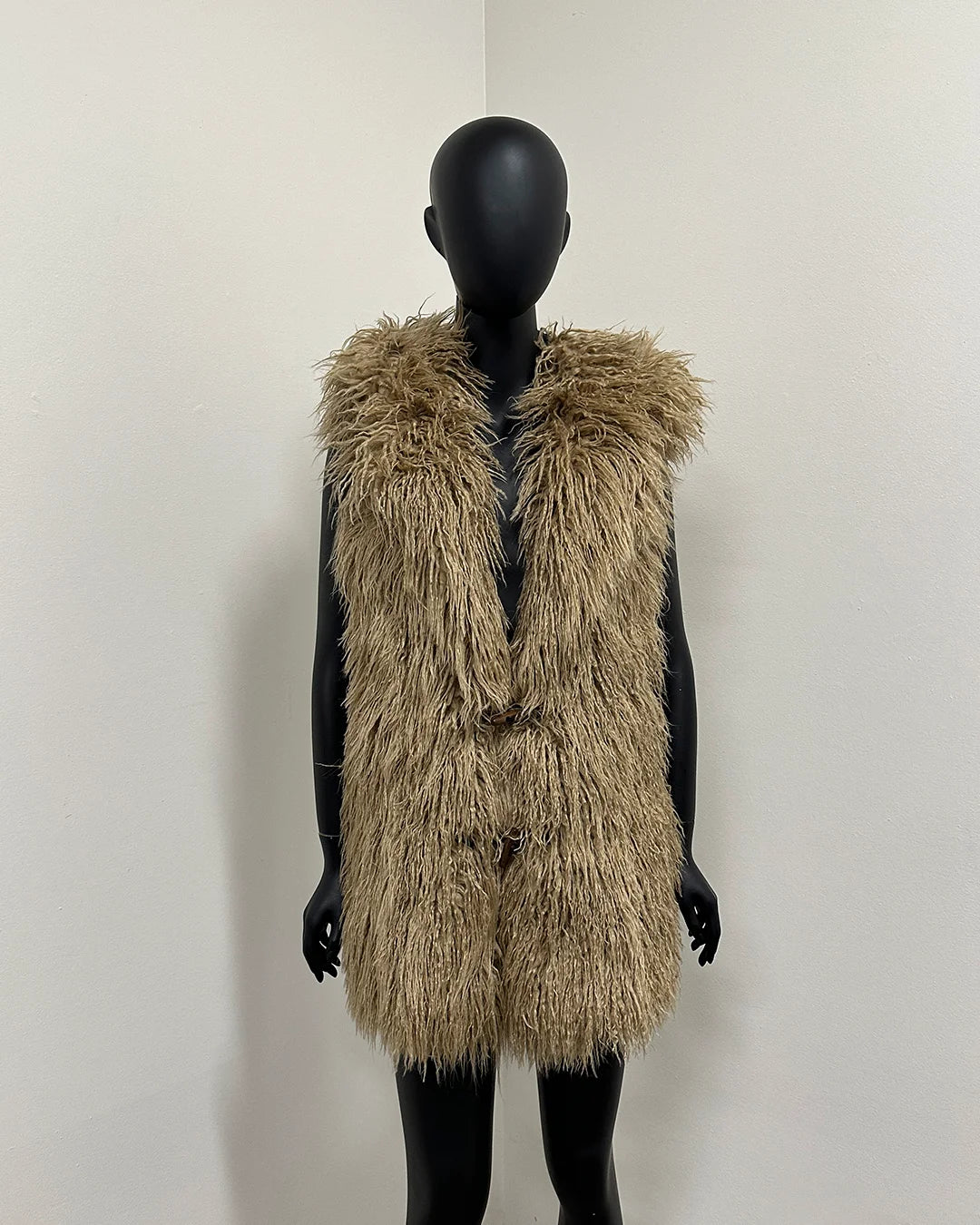 *Last Stock* Tan Alpaca Faux Fur Vest -Medium