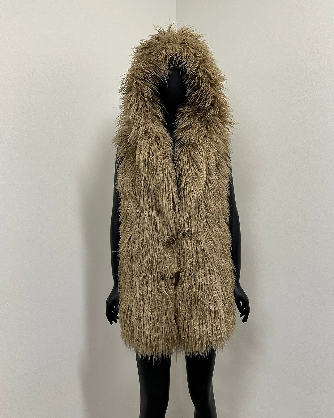 *Last Stock* Tan Alpaca Faux Fur Vest -Medium