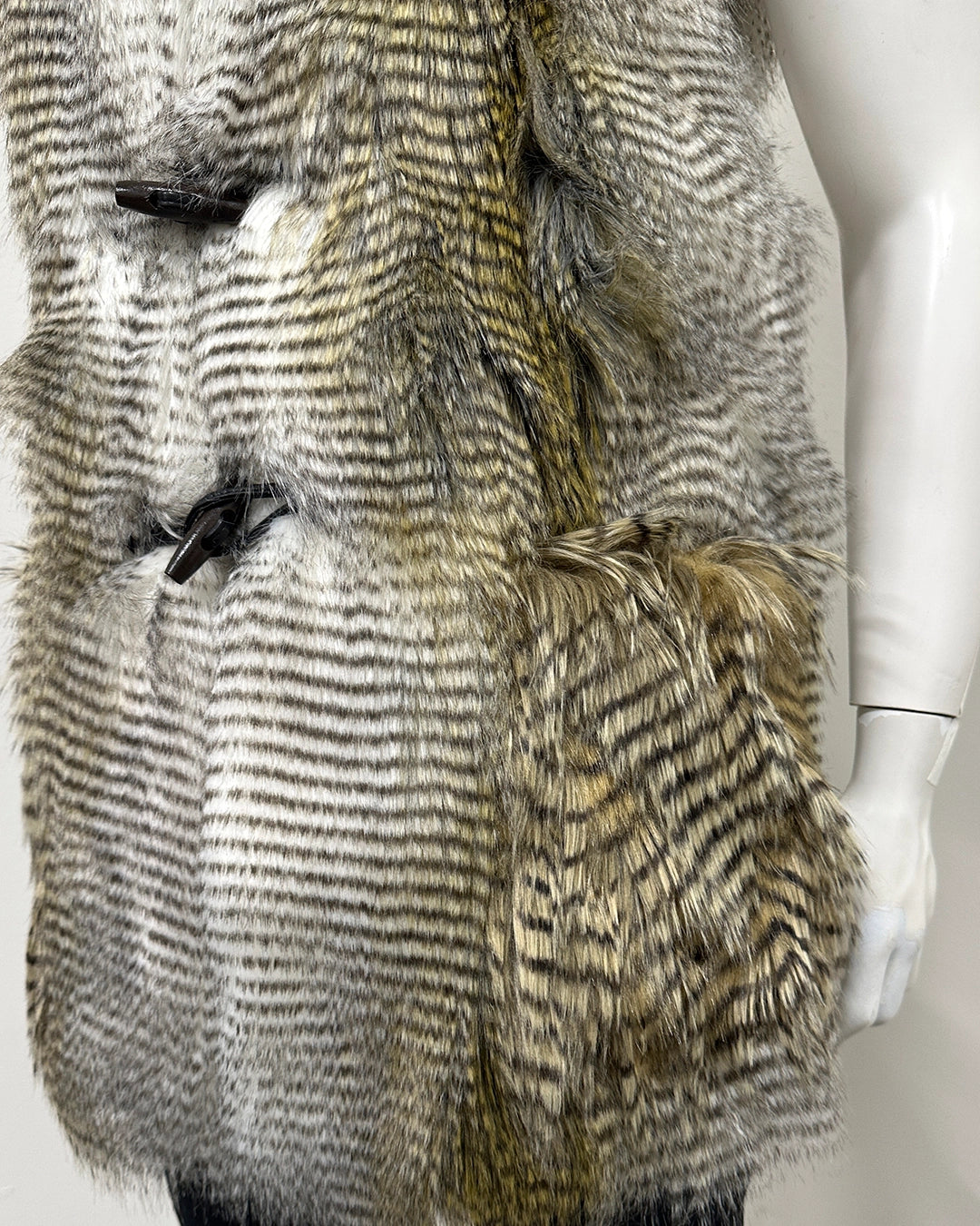 *Last Stock* Hooded Faux Fur Vest | Alaskan Hawk - Medium