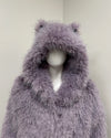 *One Of A Kind* Classic Long Faux Fur Coat | Curly Lavender Cat - Large
