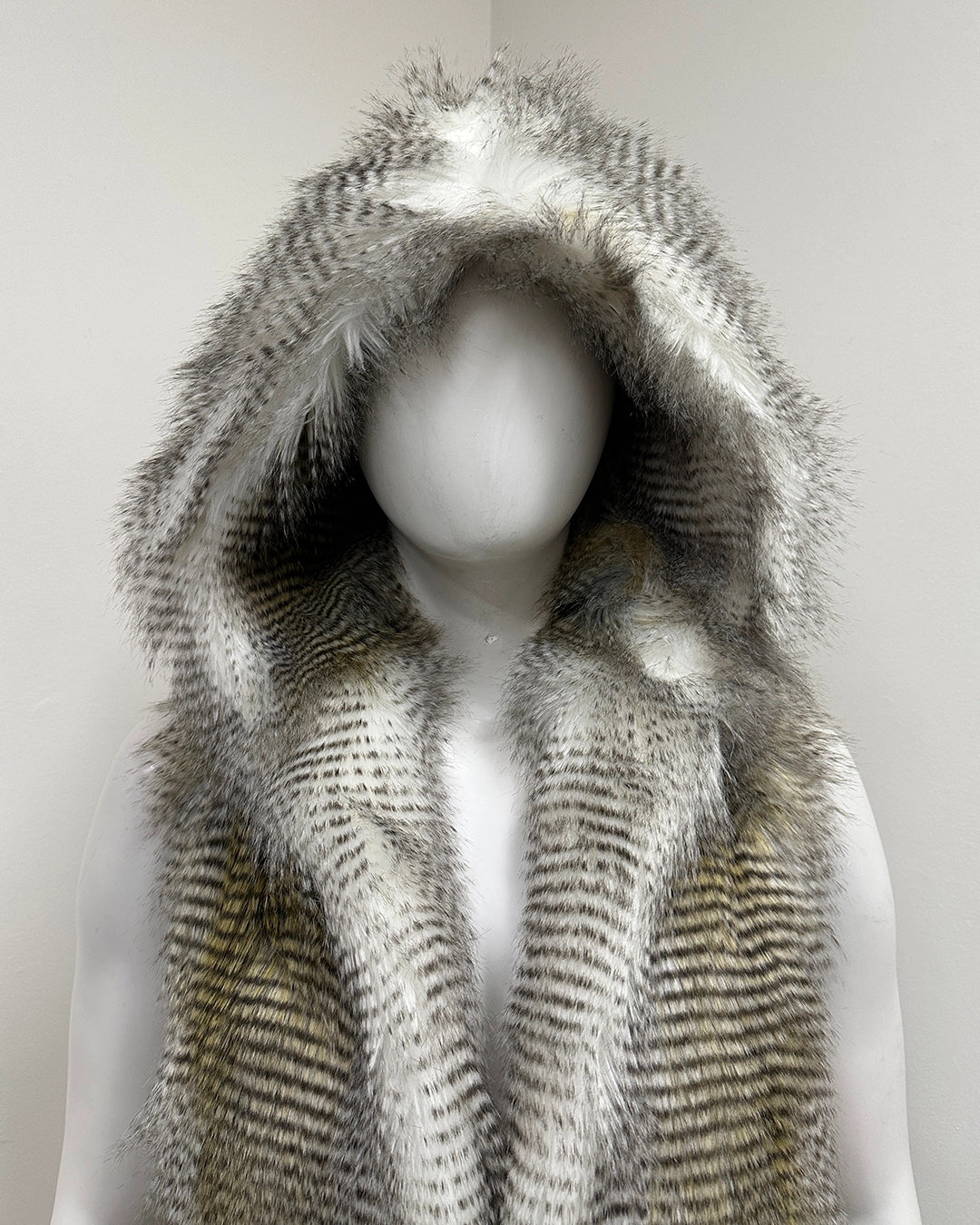 *Last Stock* Hooded Faux Fur Vest | Alaskan Hawk - Medium