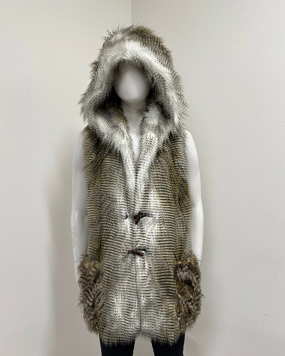 *Last Stock* Hooded Faux Fur Vest | Alaskan Hawk - Large