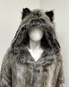 *One Of A Kind* Classic Long Faux Fur Coat | Grey Wolf - Medium