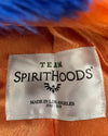 Necklabel with 'Team SpiritHoods' text and branding on an orange background