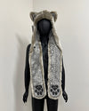 Hooded faux fur scarf with animal ears  