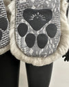 Pair of black paw print faux fur scarf with textured pattern  