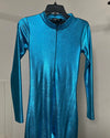 *One Of A Kind / Prototype* Metallic Full Bodysuit | Blue Python - SMALL