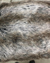 Close-up of brown and gray faux fur texture